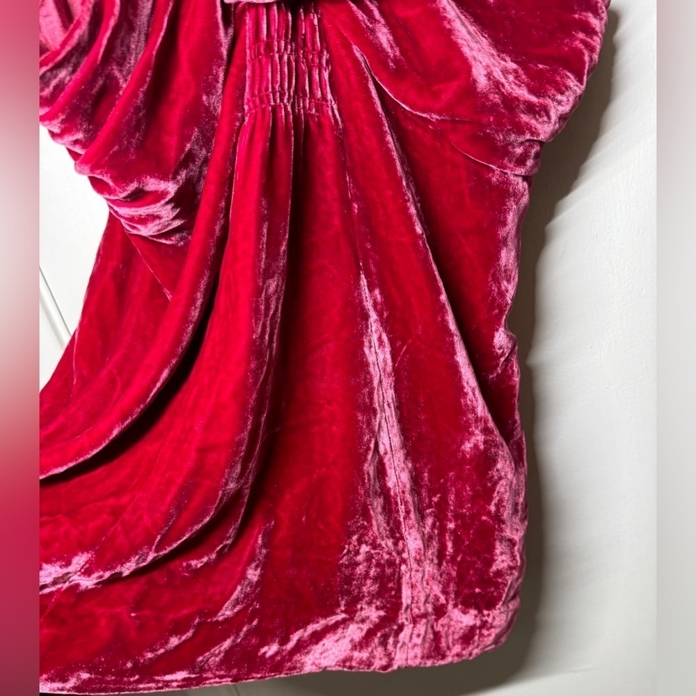 NWT Marc by Marc Jacobs Strawberry Daiquiri Pink Velvet Silk Blend Bow Blouse 6 - Picture 8 of 16